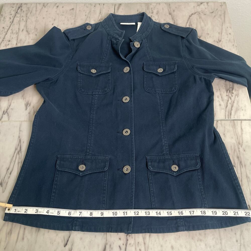 Liz Claiborne Lizwear Jeans Petite Blue Corduroy Utility Jacket 100% Cotton - Picture 13 of 13